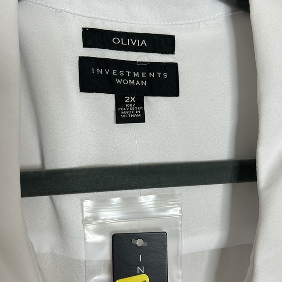 NWT 2X Long Sleeve Blouse - Color White. see Through Sheer - Picture 2 of 6